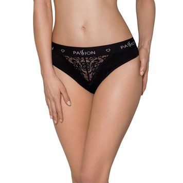 Трусики з широкою гумкою і мереживом Passion PS001 PANTIES XL, black SO4161 фото