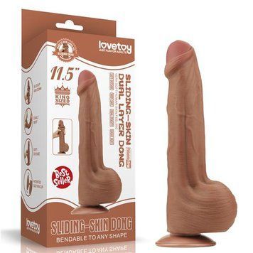 Фалоімітатор LoveToy Sliding-Skin Dual Layer Dong 11.5" Brown 6452LV317061 фото