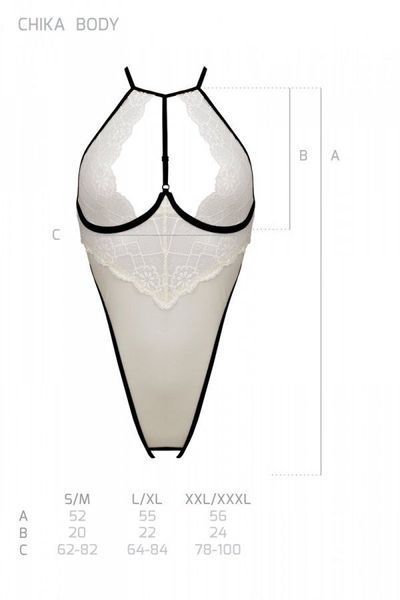 Боді з доступом Passion CHIKA BODY XXL XXXL, cream SO9696 фото