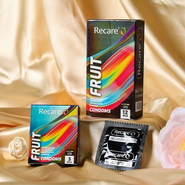 Презервативи Holographic Recare Color Fruit Flavour Condoms 12 шт, аромати: м'ята, банан, полуниця SX3339 фото