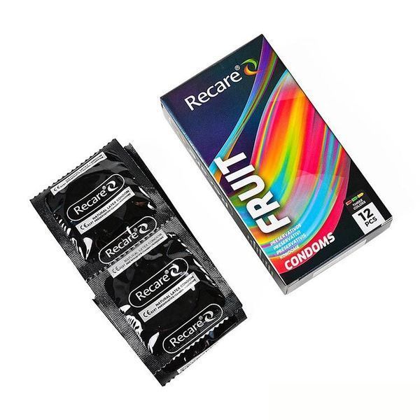 Презервативи Holographic Recare Color Fruit Flavour Condoms 12 шт, аромати: м'ята, банан, полуниця SX3339 фото