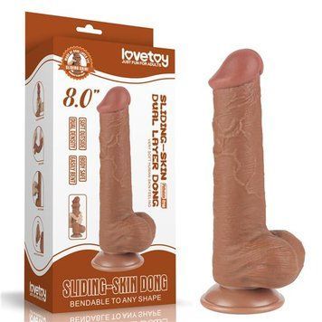 Фалоімітатор Sliding-Skin Dual Layer Dong 8" Brown 6452LV317307 фото