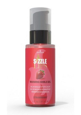 Зігрівальний масажний гель Sensuva Sizzle Lips Strawberry, їстівний (59 мл) SO9830 фото