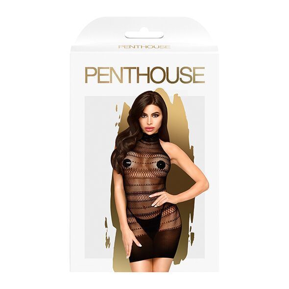 Міні-сукня сітка з горлом Penthouse - Epic Night Black SO4357 фото