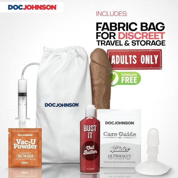 Фалоімітатор, що кінчає Doc Johnson The Realistic Cock ULTRASKYN - Squirting 9,5 Inch Caramel SX4471 фото
