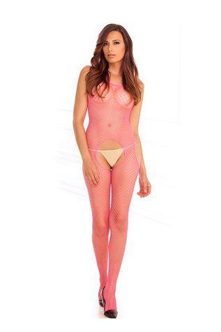Бодістокінг - Rene Rofe Lingerie Industr. Net Suspender Bodystocking Pink 5018757002P фото