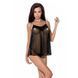 Сорочка прозора бебі-дол Passion MELANIA CHEMISE XXL XXXL, black, трусики, на тонких бретелях EL16306 фото 1