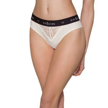 Трусики з широкою резинкою і мереживом Passion PS001 PANTIES XL, ecru SO4165 фото