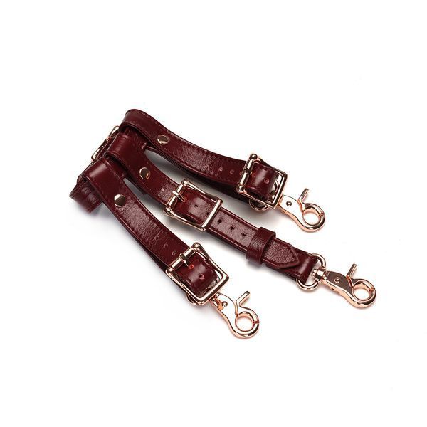 Шкіряні трусики для вібратора Liebe Seele Wine Red Forced Orgasm Strop, повністю регульовані SO9465 фото