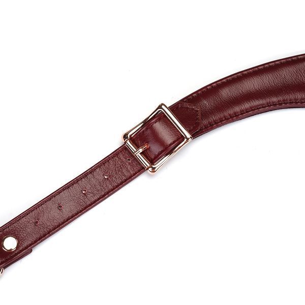 Шкіряні трусики для вібратора Liebe Seele Wine Red Forced Orgasm Strop, повністю регульовані SO9465 фото