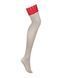 Панчохи Obsessive Ingridia stockings XL 2XL, бежеві з червоною резинкою SO9041 фото 3