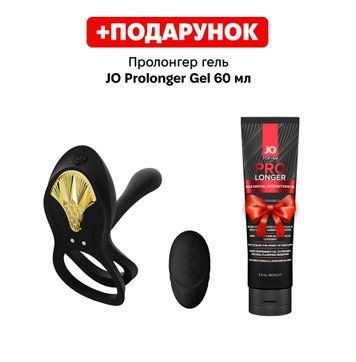 Смарт-ерекційне кільце Zalo - BAYEK Obsidian Black, подвійне з ввідною частиною, пульт ДК SO6646 фото