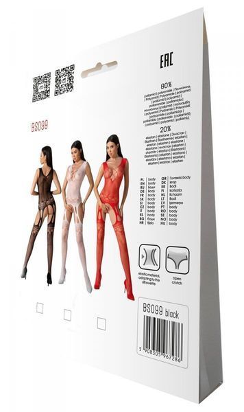 Бодістокінг з плетінням на грудях Passion BS099 One Size, black, відкритий доступ SO8938 фото