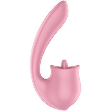 Вагінально-кліторальний вібратор з язичком Satisfyer Tongue Genius Pink SX3852 фото