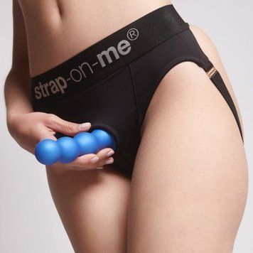Насадка для страпона Strap-On-Me Dildo Plug Balls Blue Metallic SO8992 фото