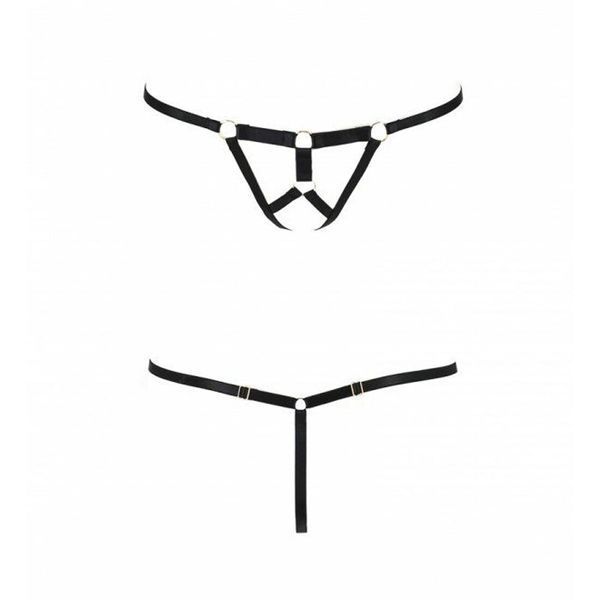 Трусики стрінги зі стреп Passion Exclusive ARMANDA THONG XXL XXXL, black PS26804 фото