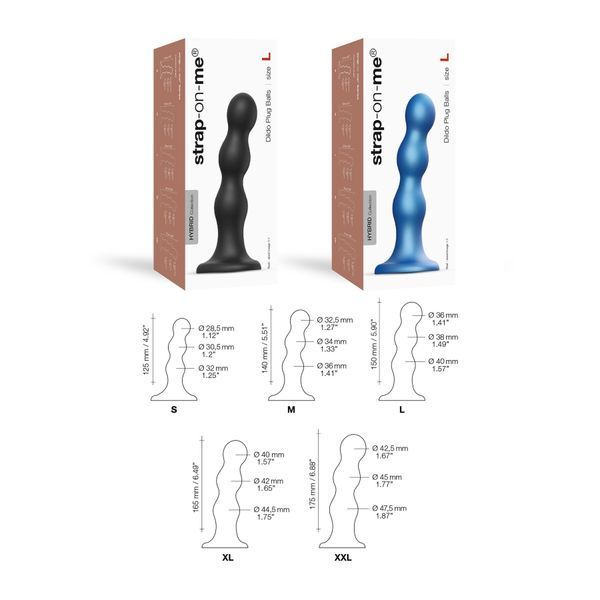 Насадка для страпона Strap-On-Me Dildo Plug Balls Blue Metallic SO8992 фото