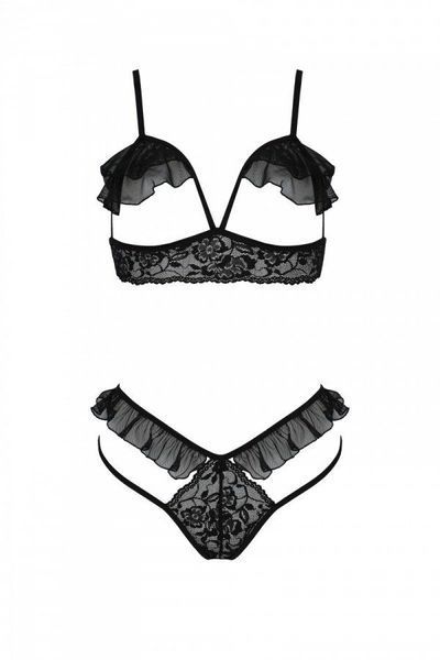 Еротичний комплект Passion DOLLY SET, XXL XXXL, black, з відкритими чашками SO9705 фото
