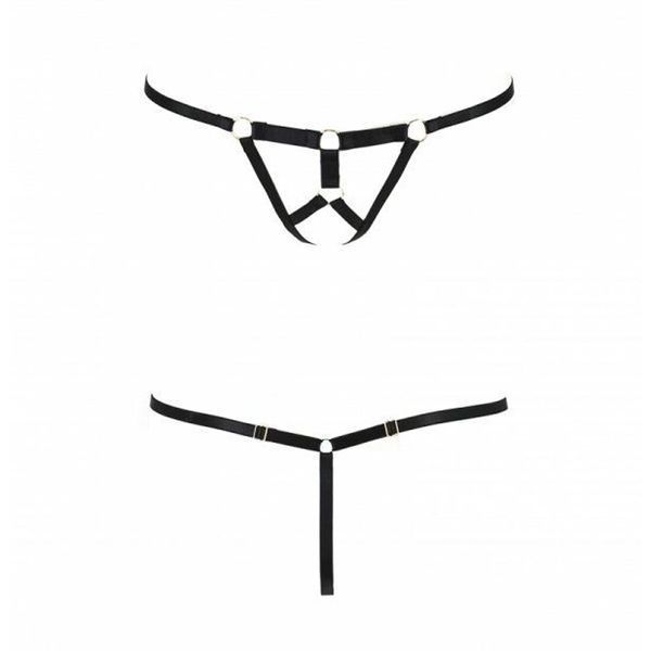 Трусики стрінги зі стреп Passion Exclusive ARMANDA THONG XXL XXXL, black PS26805 фото