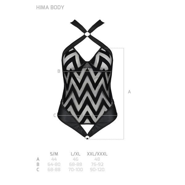 Сітчастий боді з халтером та ритмічним малюнком Passion Hima Body L XL, black SO5347 фото
