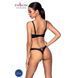 Комплект з екошкіри Passion CELINE BIKINI 6XL 7XL black, відкритий бра, стрінги зі шнурівкою SO6400 фото 2