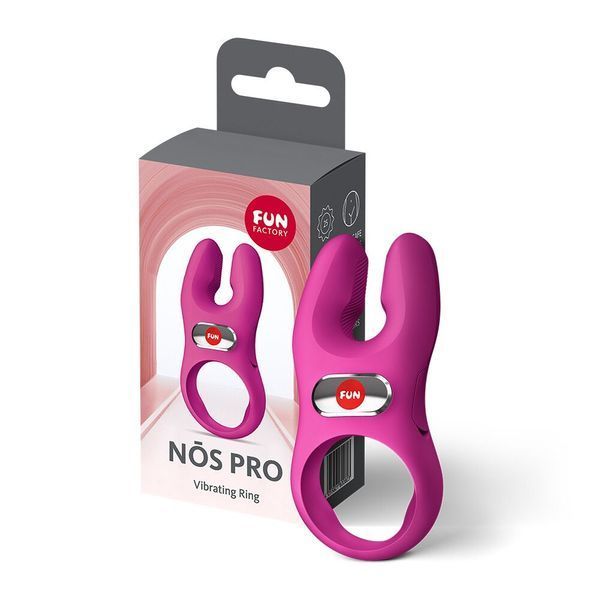 Ерекційне віброкільце з подвійною стимуляцією клітора Fun Factory NŌS PRO Magenta, 2 мотори SX3701 фото