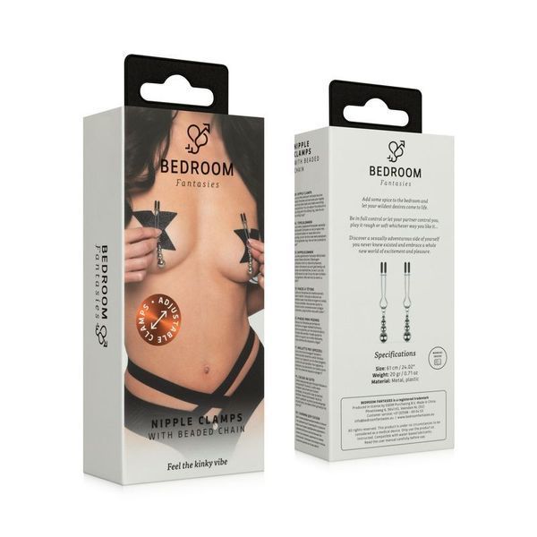 Затискачі для сосків Bedroom Fantasies: Nipple Clamps with Beaded Chain - Silver SX2209 фото