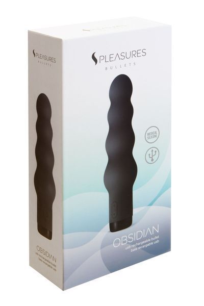 Вібратор S Pleasures Bullets Obsidian, чорний, у вигляді ряду кульок, 10 режимів, діаметр 4,2 см SX1603 фото