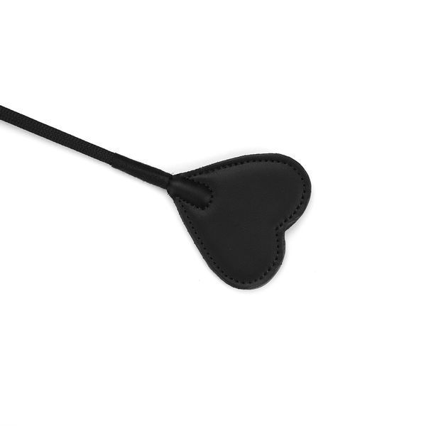 Шльопалка-сердечко Liebe Seele Black Organosilicon Riding Crop, екошкіра SO9490 фото
