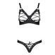 Комплект з екошкіри Passion CELINE BIKINI 6XL 7XL black, відкритий бра, стрінги зі шнурівкою SO6401 фото 3