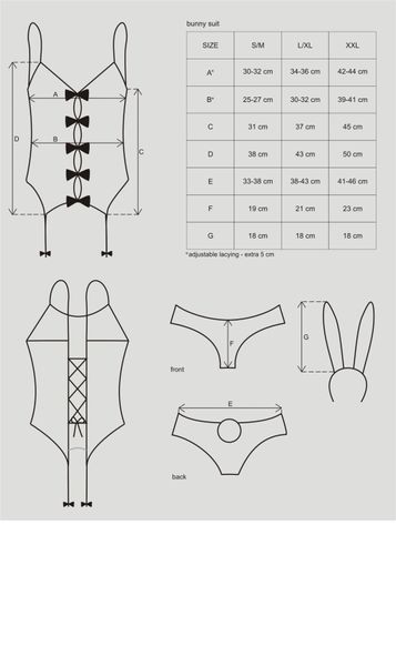 Еротичний костюм зайчика Obsessive Bunny suit 4 pcs costume pink, рожевий SO7255 фото