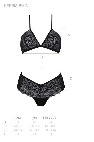 Комплект Passion KERRIA BIKINI black, XXL XXXL, бралет і трусики-бікіні SX0483 фото