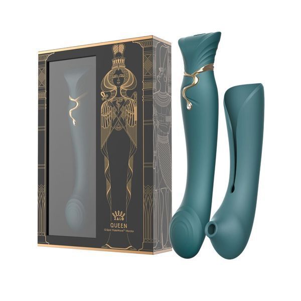 Смартвібратор 3в1 Zalo &mdash; Queen Set Jewel Green, пульсівна перлина та вакуум, кристал Swarovski SO6663 фото