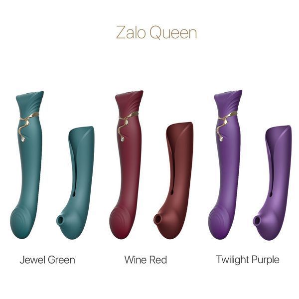 Смартвібратор 3в1 Zalo &mdash; Queen Set Jewel Green, пульсівна перлина та вакуум, кристал Swarovski SO6663 фото