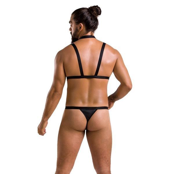 Комплект чоловічої білизни зі стреп Passion 039 SET ANDREW Black, стринги, шлейки SO7589 фото