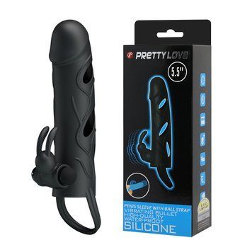 Насадка на член - Pretty Love Penis Sleeve With Ball Strap 5.5" Black 6603BI-026216 фото